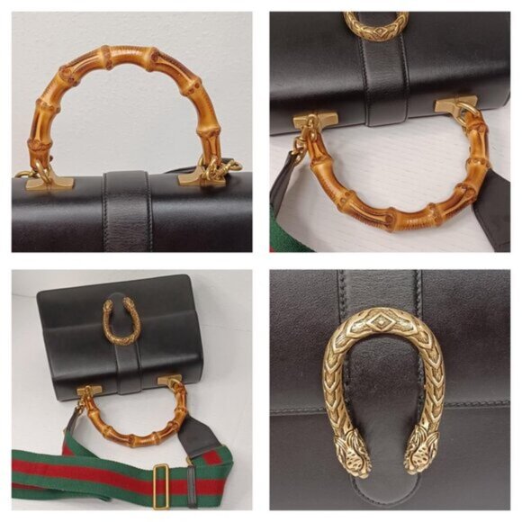 GUCCI Dionysus Bamboo Black Leather Satchel 770-092025 - Picture 10 of 16